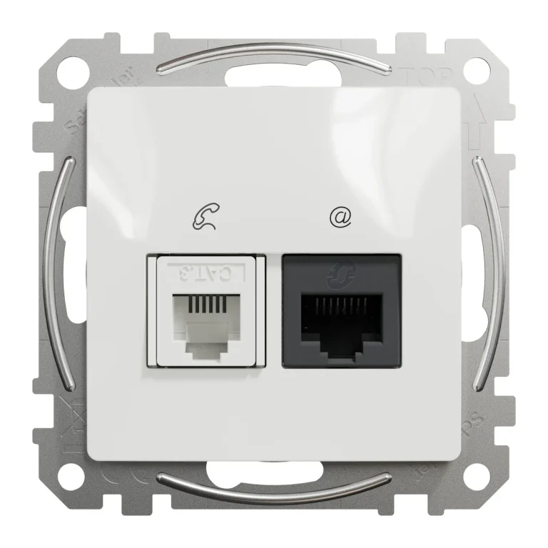 Розетка комп'ютерна RJ45 кат.6/розетка телефонна RJ11, білий