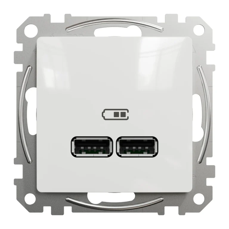 USB розетка тип А+А, 2,1А, білий