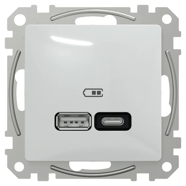 USB розетка тип А+C, 3А, 21Вт, білий