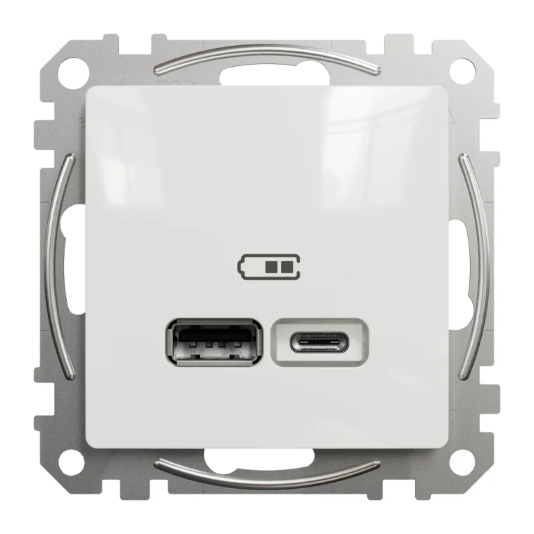 USB розетка тип А+С, 2,4А, білий