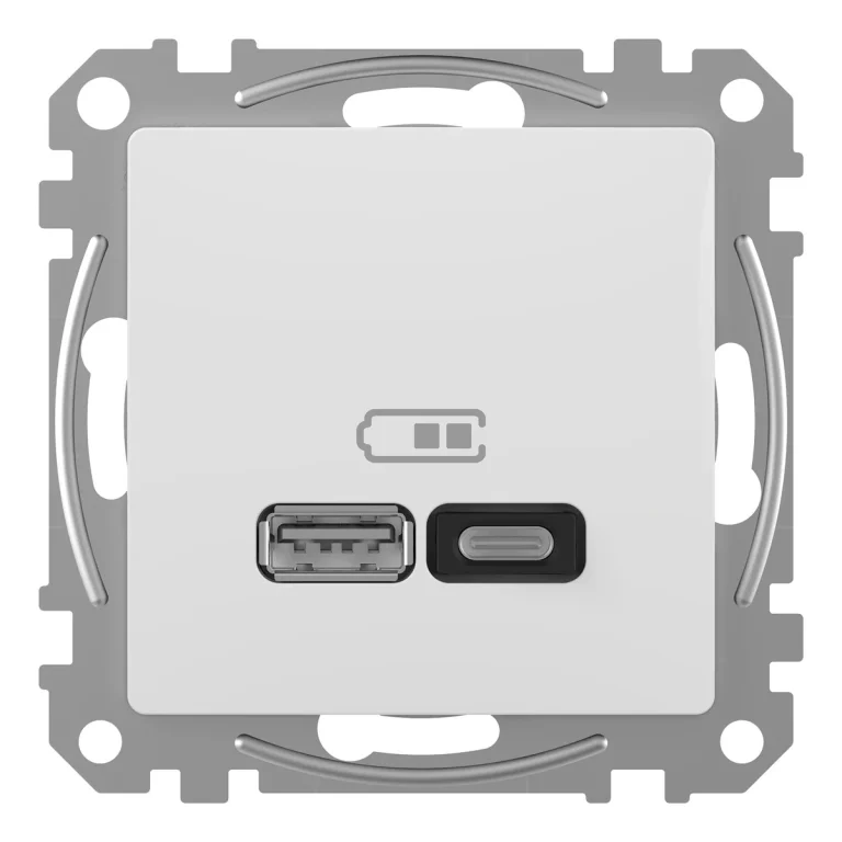 USB розетка тип А+С, 3А, 45Вт, білий