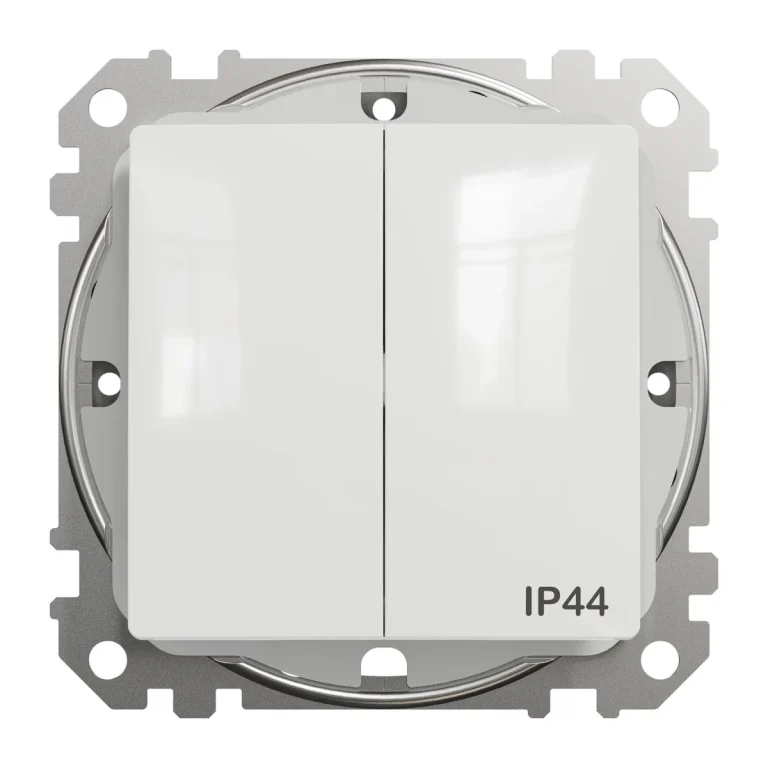 Вимикач двоклавішний, IP44, 10A, білий